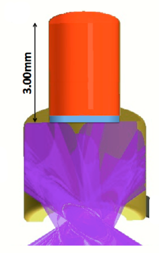 Illustration of a radiation flow target with a chlorinated carbon-hydrogen foam tube design